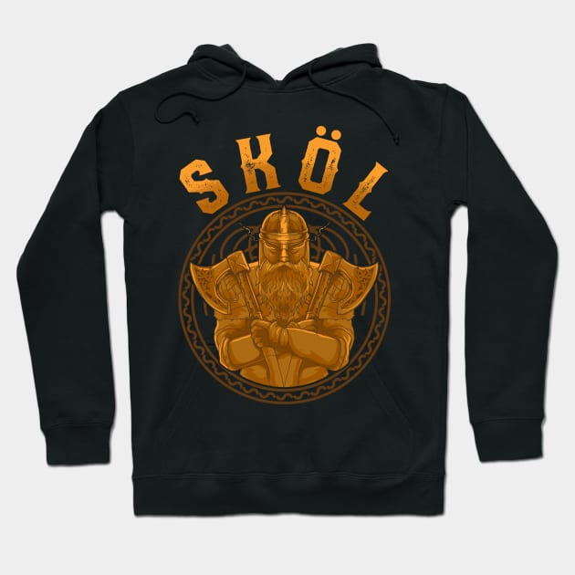 Skol Nordic Scandinavian Warrior Viking Helmet Viking Gifts Hoodie by Proficient Tees